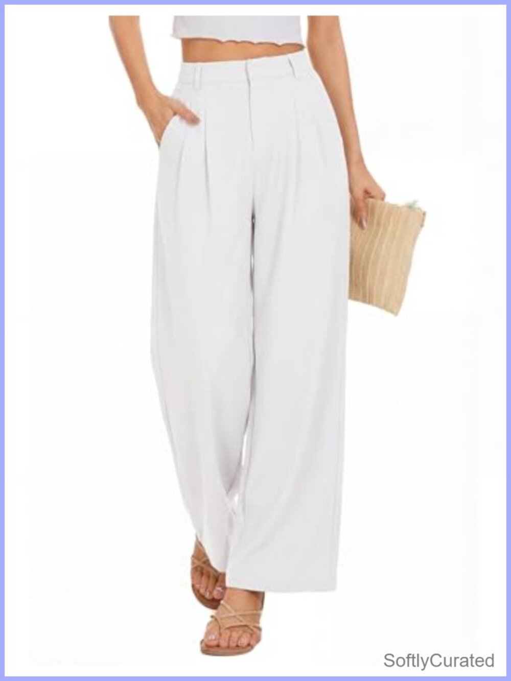 Wide Leg Palazzo Pants High Waist Pleated Trousers with Pockets